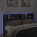 VidaXL Zagłówek z półką i oświetleniem LED, czarny, 200x16,5x103,5 cm