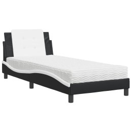 Łóżko z materacem, czarno-białe, 80x200 cm, sztuczna skóra Lumarko!