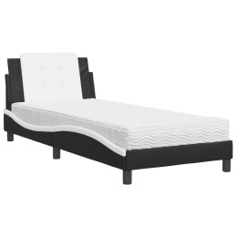 Łóżko z materacem, czarno-białe, 90x190 cm, sztuczna skóra Lumarko!