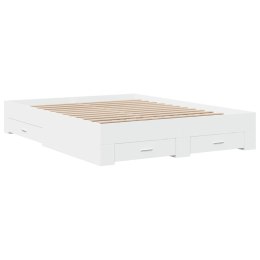 VidaXL Rama łóżka z szufladami, biała, 140x200 cm