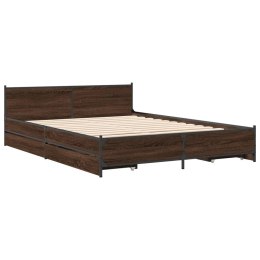 VidaXL Rama łóżka z szufladami, brązowy dąb, 120x190 cm