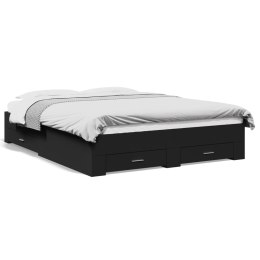 VidaXL Rama łóżka z szufladami, czarna, 160x200 cm