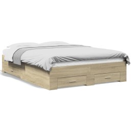 VidaXL Rama łóżka z szufladami, dąb sonoma, 140x190 cm