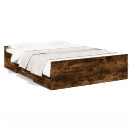 VidaXL Rama łóżka z szufladami, przydymiony dąb, 120x200 cm