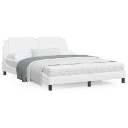 VidaXL Rama łóżka z zagłówkiem, biała, 160x200 cm, sztuczna skóra
