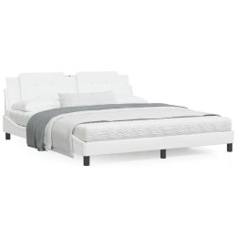 VidaXL Rama łóżka z zagłówkiem, biała, 180x200 cm, sztuczna skóra