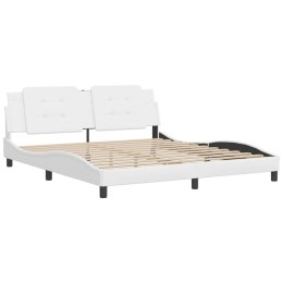 VidaXL Rama łóżka z zagłówkiem, biała, 180x200 cm, sztuczna skóra