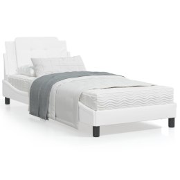 VidaXL Rama łóżka z zagłówkiem, biała, 90x190 cm, sztuczna skóra