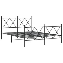 Metalowa rama łóżka z wezgłowiem i zanóżkiem, czarna, 137x190cm Lumarko!