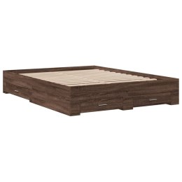 VidaXL Rama łóżka z szufladami, brązowy dąb, 140x200 cm