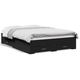 VidaXL Rama łóżka z szufladami, czarna, 120x200 cm
