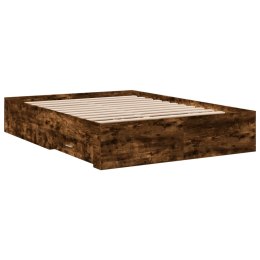 VidaXL Rama łóżka z szufladami, przydymiony dąb, 120x190 cm