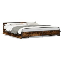 VidaXL Rama łóżka z szufladami, przydymiony dąb, 200x200 cm
