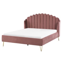 Łóżko welurowe 160 x 200 cm różowe AMBILLOU