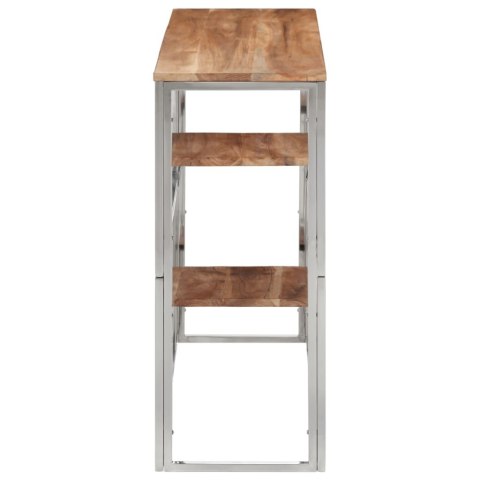 VidaXL Stolik konsolowy, srebrny, stal nierdzewna i drewno akacjowe