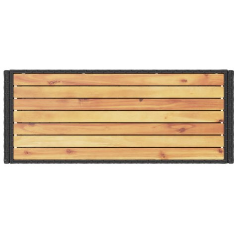 VidaXL Wózek barowy, 3-poziomowy, czarny, polirattan i drewno akacjowe