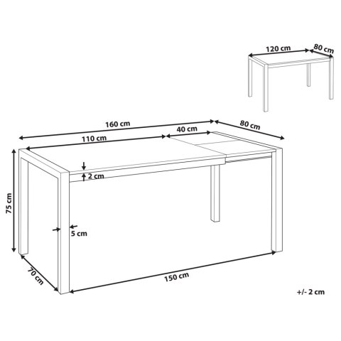 Stół do jadalni rozkładany 120/160 x 80 cm czarny GRANADA