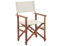 Zestaw 2 krzeseł ogrodowych i 2 wymiennych tkanin ciemne drewno akacjowe z białym / wzór geometryczny CINE Lumarko!