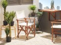 Zestaw 2 krzeseł ogrodowych i 2 wymiennych tkanin ciemne drewno akacjowe z białym / wzór w oliwki CINE Lumarko!