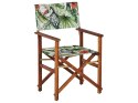 Zestaw 2 krzeseł ogrodowych i 2 wymiennych tkanin ciemne drewno akacjowe z białym / wzór w tukany CINE Lumarko!