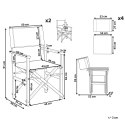 Zestaw 2 krzeseł ogrodowych i 2 wymiennych tkanin ciemne drewno akacjowe z białym / wzór w tukany CINE