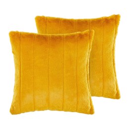 2 poduszki dekoracyjne włochacze 45 x 45 cm żółte PUMILA
