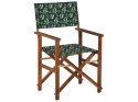 Zestaw 2 krzeseł ogrodowych i 2 wymiennych tkanin ciemne drewno akacjowe z szarym / wzór w oliwki CINE Lumarko!