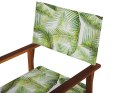 Zestaw 2 krzeseł ogrodowych i 2 wymiennych tkanin ciemne drewno akacjowe z szarym / wzór w tropikalne liście CINE Lumarko!