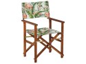Zestaw 2 krzeseł ogrodowych i 2 wymiennych tkanin ciemne drewno akacjowe z szarym / wzór we flamingi CINE Lumarko!
