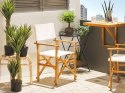 Zestaw 2 krzeseł ogrodowych i 2 wymiennych tkanin jasne drewno akacjowe z białym / wzór geometryczny CINE Lumarko!