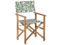 Zestaw 2 krzeseł ogrodowych i 2 wymiennych tkanin jasne drewno akacjowe z białym / wzór w liście CINE