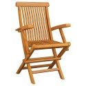 VidaXL Krzesła ogrodowe, czarne poduszki, 6 szt., drewno tekowe
