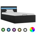 Rama łóżka, podnośnik i LED, ciemnoszara, tkanina, 90 x 200 cm Lumarko!