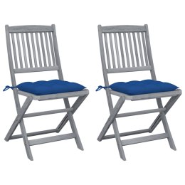 Składane krzesła ogrodowe z poduszkami, 2 szt., akacjowe Lumarko!