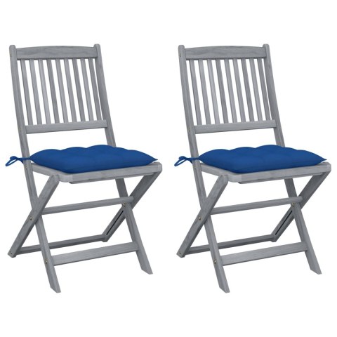 Składane krzesła ogrodowe z poduszkami, 2 szt., akacjowe Lumarko!