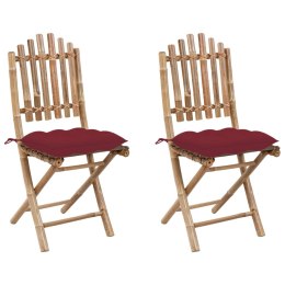 Składane krzesła ogrodowe z poduszkami, 2 szt., bambusowe Lumarko!