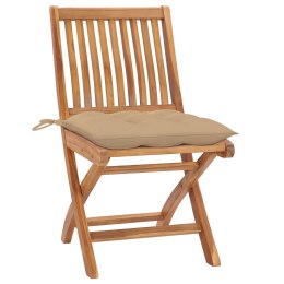 VidaXL Składane krzesła ogrodowe z poduszkami, 8 szt., drewno tekowe