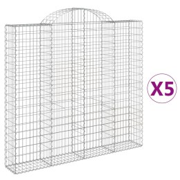 VidaXL Kosze gabionowe, 5 szt, 200x30x180/200 cm, galwanizowane żelazo