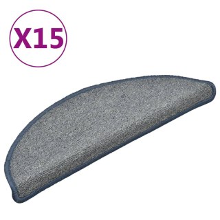 VidaXL Maty na schody 15 szt. 56x17x3 cm, jasnoszare i niebieskie, półokrągłe