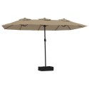 Podwójny parasol ogrodowy z LED, kolor taupe, 449x245 cm Lumarko!