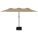 Podwójny parasol ogrodowy z LED, kolor taupe, 449x245 cm Lumarko!