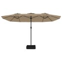 Podwójny parasol ogrodowy z LED, kolor taupe, 449x245 cm Lumarko!