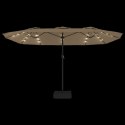 Podwójny parasol ogrodowy z LED, kolor taupe, 449x245 cm Lumarko!