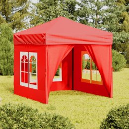 VidaXL Składany namiot imprezowy ze ściankami, czerwony, 2x2 m