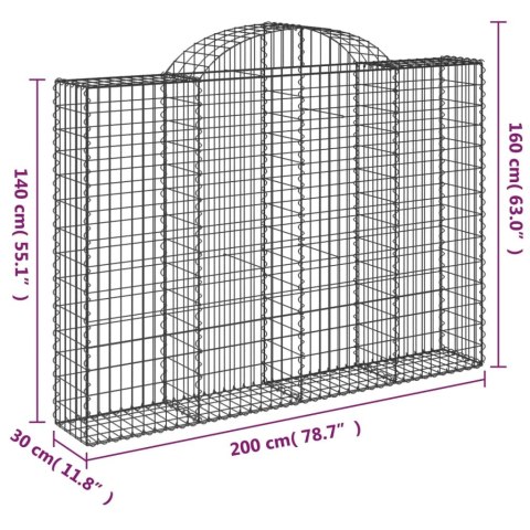 Kosze gabionowe, 7 szt, 200x30x140/160 cm, galwanizowane żelazo Lumarko!