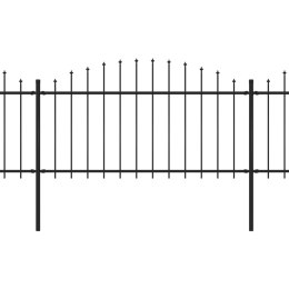 VidaXL Panele ogrodzeniowe z grotami, stal, (1,25-1,5) x 15,3 m, czarne