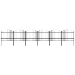 VidaXL Panele ogrodzeniowe z grotami, stal, (1,5-1,75)x10,2 m, czarne