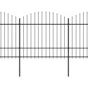 VidaXL Panele ogrodzeniowe z grotami, stal, (1,5-1,75)x13,6 m, czarne