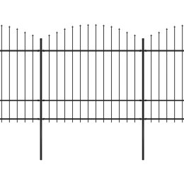 VidaXL Panele ogrodzeniowe z grotami, stal, (1,5-1,75)x13,6 m, czarne