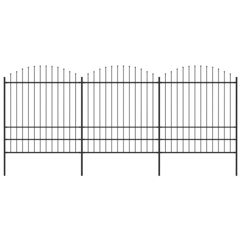 Panele ogrodzeniowe z grotami, stal, (1,75-2) x 5,1 m, czarne Lumarko!